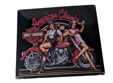 Ande Rooney Harley Davison American Classics woman pin up sign metal