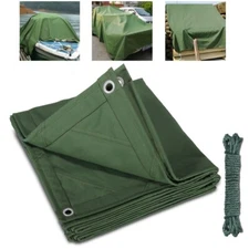 Heavy Duty Canvas Tarp Waterproof UV Resistant Tarpaulin Canopy Tent Boat Cover
