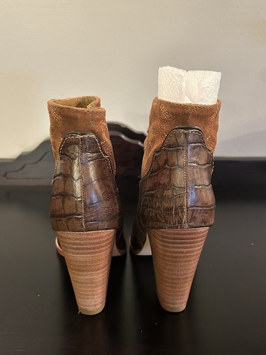 Dezente Leder Matisse Stiefeletten fertig und verstaubt Booties braun strukturiert 6 - Bild 6 von 9