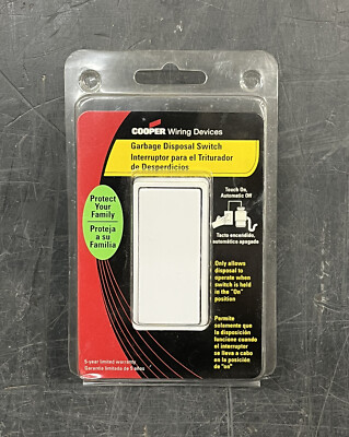 Cooper Wiring Devices 7521W-K-L White Automatic Off Garbage Disposal Switch 120V