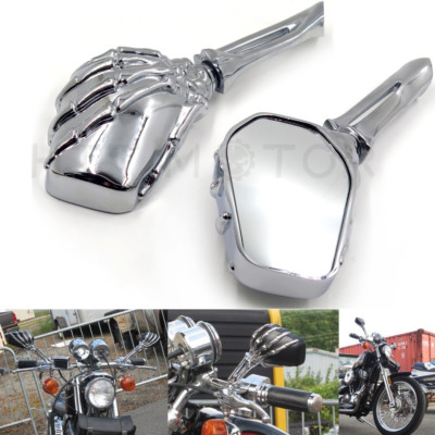 NEW CHROME SKULL HAND MIRRORS FOR HONDA SHADOW REBEL 750 1100 VTX VT 1300 1800