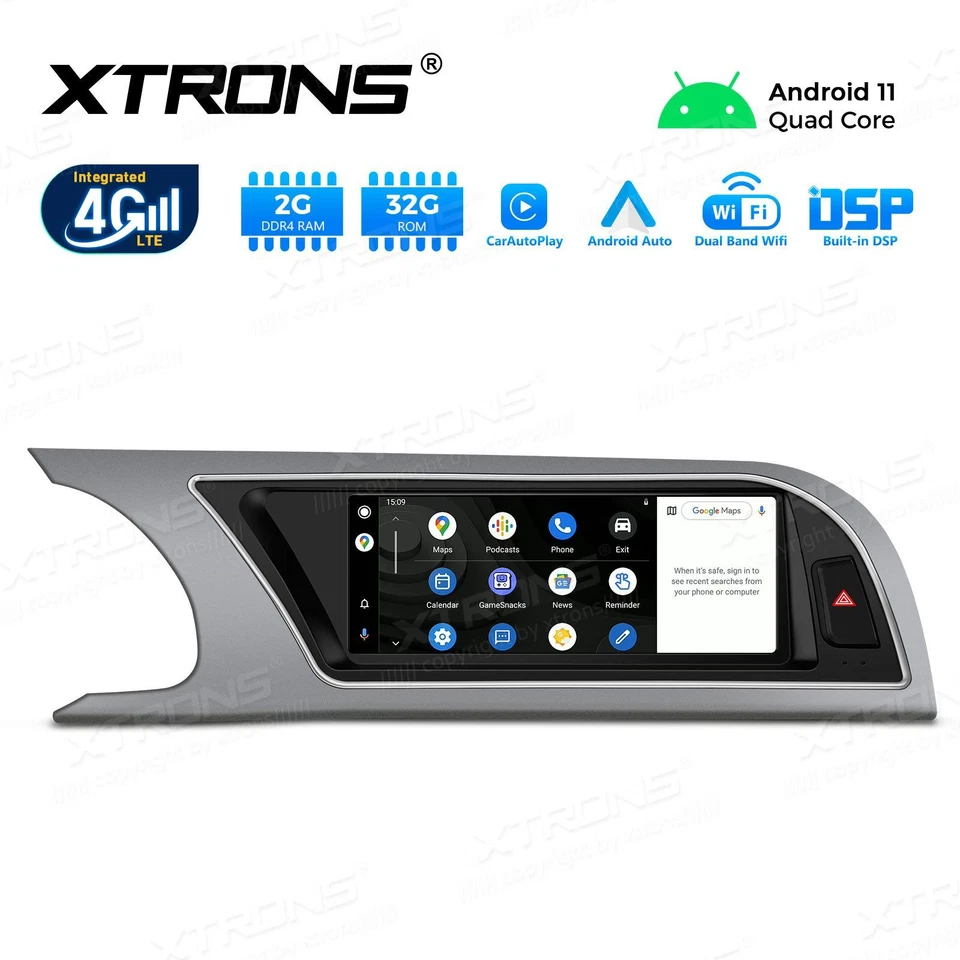 AUTORADIO ANDROID 11 OCTA-CORE STEREO AUTO AUDI A5 RS5 S5 2008-2016 WIFI XTRONS - Immagine 4 di 4