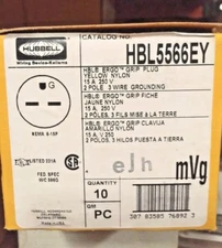 (K) HUBBELL Grip Plug HBL5566EY Box Of 10 