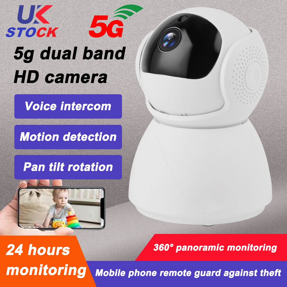 2.4 5GHz Dual Band WIFI 1080P IP Camera Outdoor Wireless CCTV PTZ Home Cam 5G
