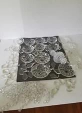 66 Huge Lot Antique  Chandelier Glass Bobeches Pendalogues Center Strings Drops 