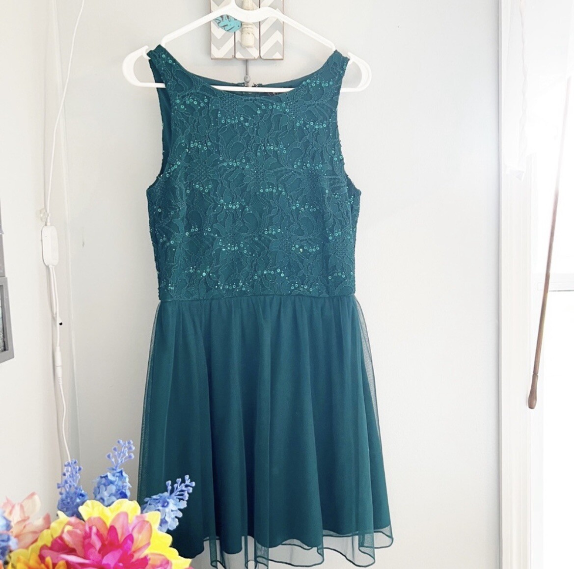 Speechless Emerald Green Sequined Easter Dress, s… - image 1