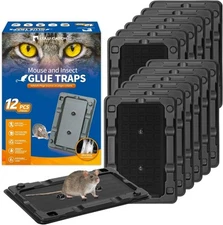 LULUCATCH Mouse & Insect Traps 12 Pack, Heavier Sticky Traps with Non-Toxic Glue