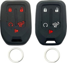 5 Buttons Silicone Smart Key Fob Cove Style: Black with red  Black with white