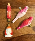 Lot of 4 Vtg Figural Santa~house Christmas Bulbs Lights Glass UNTESTED