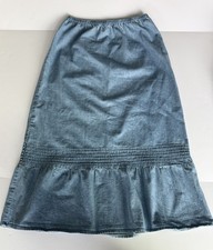 Vintage Orvis Cotton Pull On MIDI Skirt Blue Denim Cottage Core Boho Sz 6