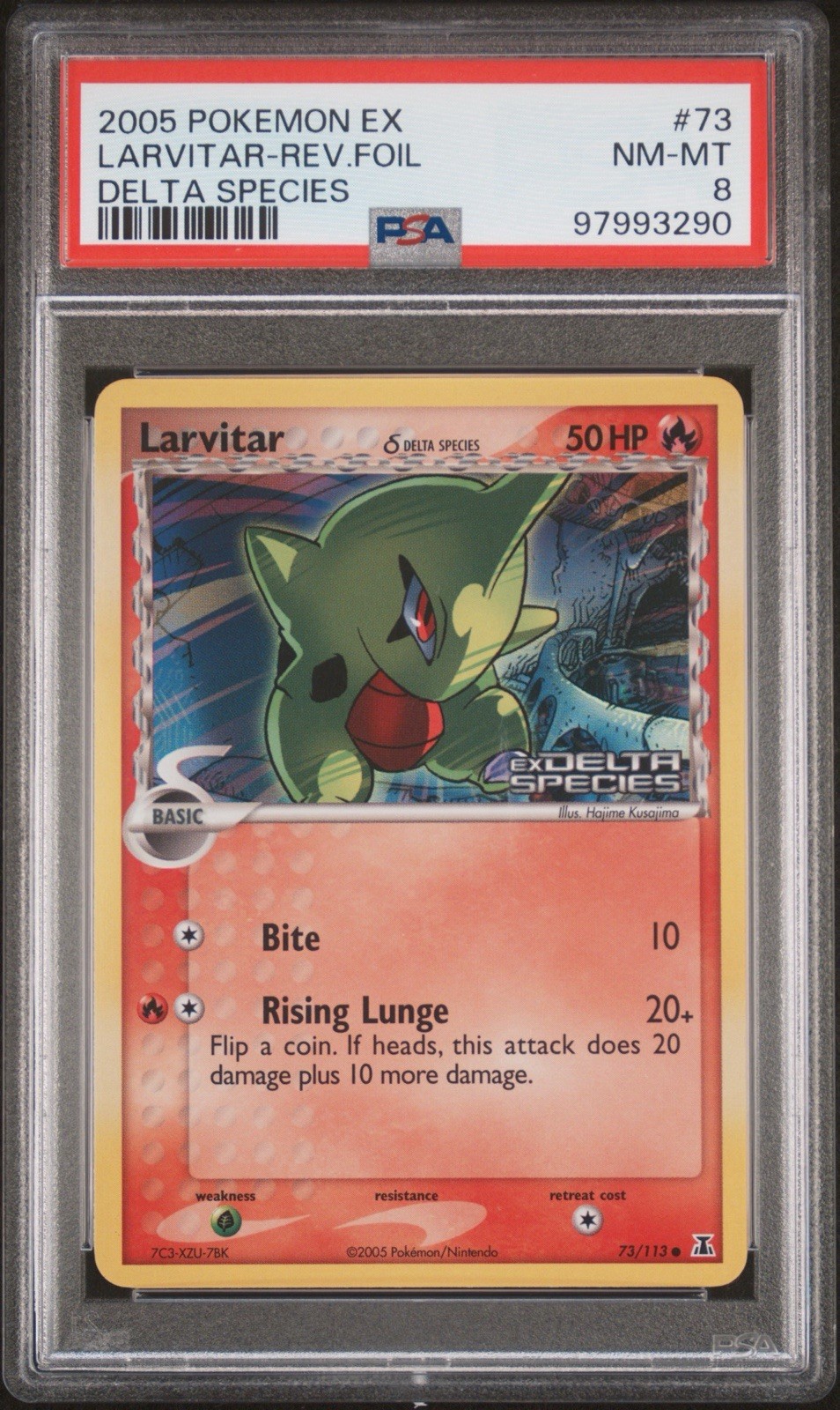 2005 POKEMON EX DELTA SPECIES LARVITAR #73 REVERSE FOIL PSA 8 NM