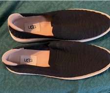 UGG Women's Black Knit Fabric Slip-On Flats Size 9 Round Toe Casual Shoes