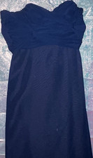 Navy Blue Sweetheart Strapless Ruched Long Formal Gown Dress for Women
