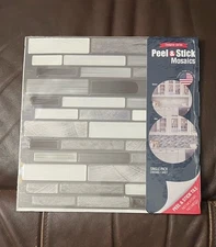 5 Sheets-Peel & Stick Mosaics Wall Tiles Black/White/Grey/Copper #1916416