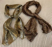 2 Animal Print Scarves Brown/Black