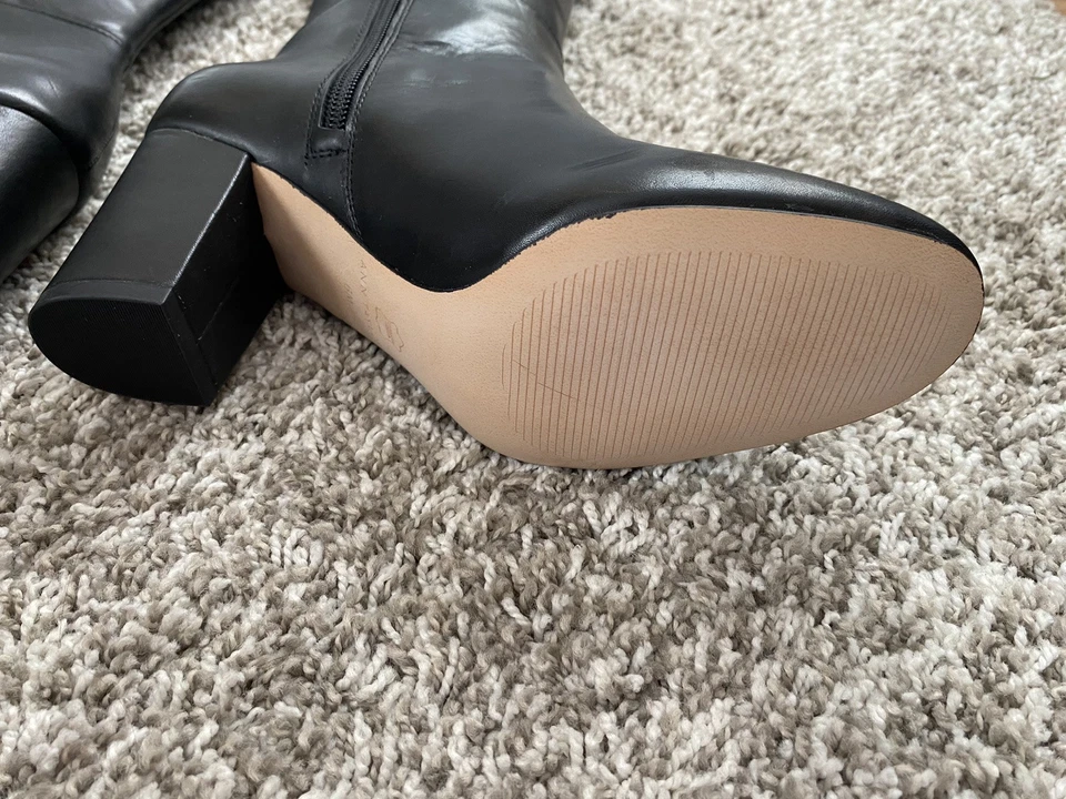 Новый Ann Taylor черный блок каблук кожаный высокий ботинки размер 6 Florence колена высоты 3» - Изображение 3 из 4