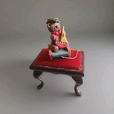 Toy Teddy Bear on Cart Sailboat Vintage Yahna Artisan Dollhouse Miniature 1:12