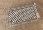 Vintage Anchor Hocking Wexford Glass Tray with handles, 9.75" x 5.25" x 1"