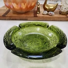 Vintage Anchor Hocking Ashtray Avocado Green Glass MCM Retro Bar Decor
