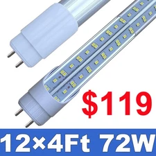 4FT G13 Bi Pin LED Tube Light Bulbs 72W 4Foot Led Shop Basement Light 12-100PACK