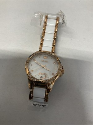 OLEVS Women's Automatic Analog Watch 36mm Rose Gold White Ceramic Bracelet