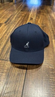 KANGOL Logo Wool FlexFit Fitted Baseball Cap S/M/navy