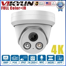 VIKYLIN 4K 8MP Dual Light Turret IP Camera Full Color IR Built-in MIC Waterproof