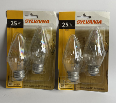 2 Pkg 4 NOS Sylvania 25 watt Iridescent Sconce Light Bulbs Standard Base F15