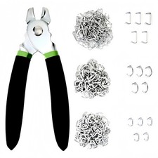 240Pcs/Set 3/4" 1/2" 3/8" Hog Rings with Straight Hog Ring Pliers Assortment Kit