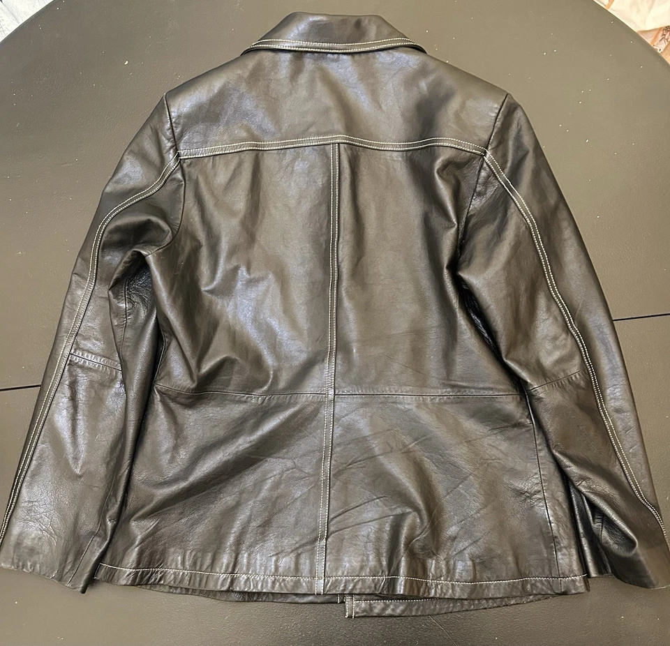 Blazer de Colección Wilsons Máxima Mujer Chaqueta de Cuero Talla Grande Negro Botón Frontal Foto 4 de 4