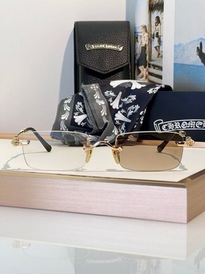 Chrome Hearts PILLS III Rimless Sunglasses Gold Brown Gradient