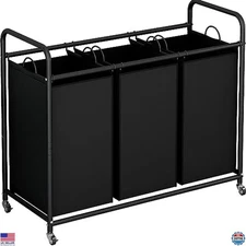 LINZINAR 3-Bag Laundry Basket Hamper Laundry Sorter Cart laundry room Premium