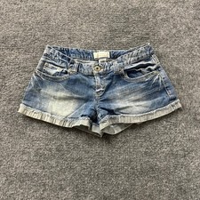 Maurices Denim Shorts Womens Size 9/10 Blue Low Rise Raw Hem Casual Stretch Jean