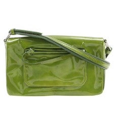 Prada B9645 Patent Leather Shoulder Bag Women Green One Size