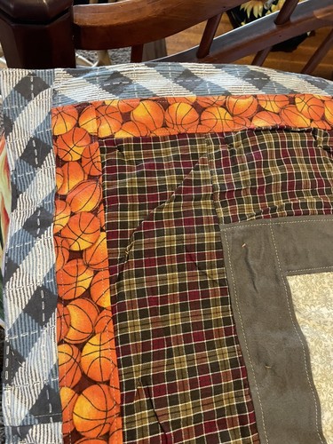 Handmaid sports quilt 60 x 62 baseball soccer basketball football Fall Colors - Picture 10 of 11