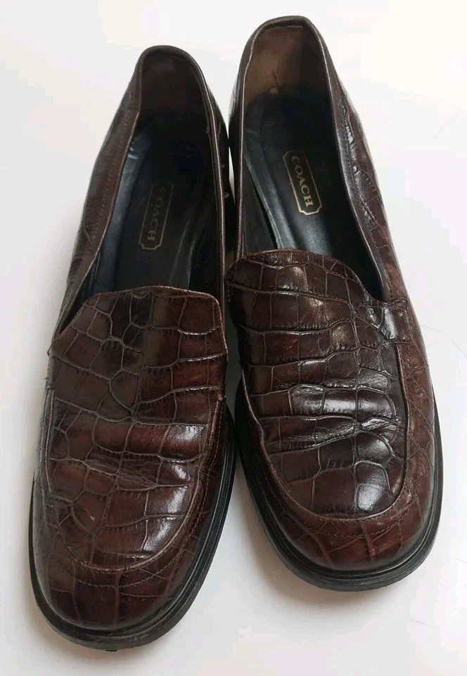 Zapatos mocasines de plataforma gruesos de cuero COACH para mujer talla 9,5