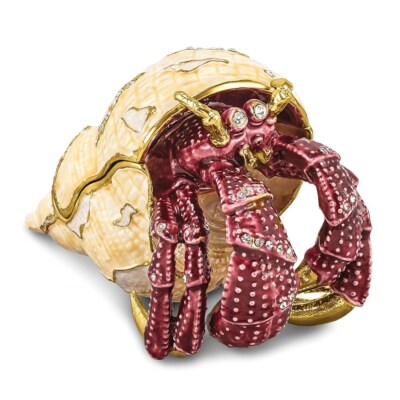 Bejeweled HERMAN Red Leg Hermit Crab Trinket Box