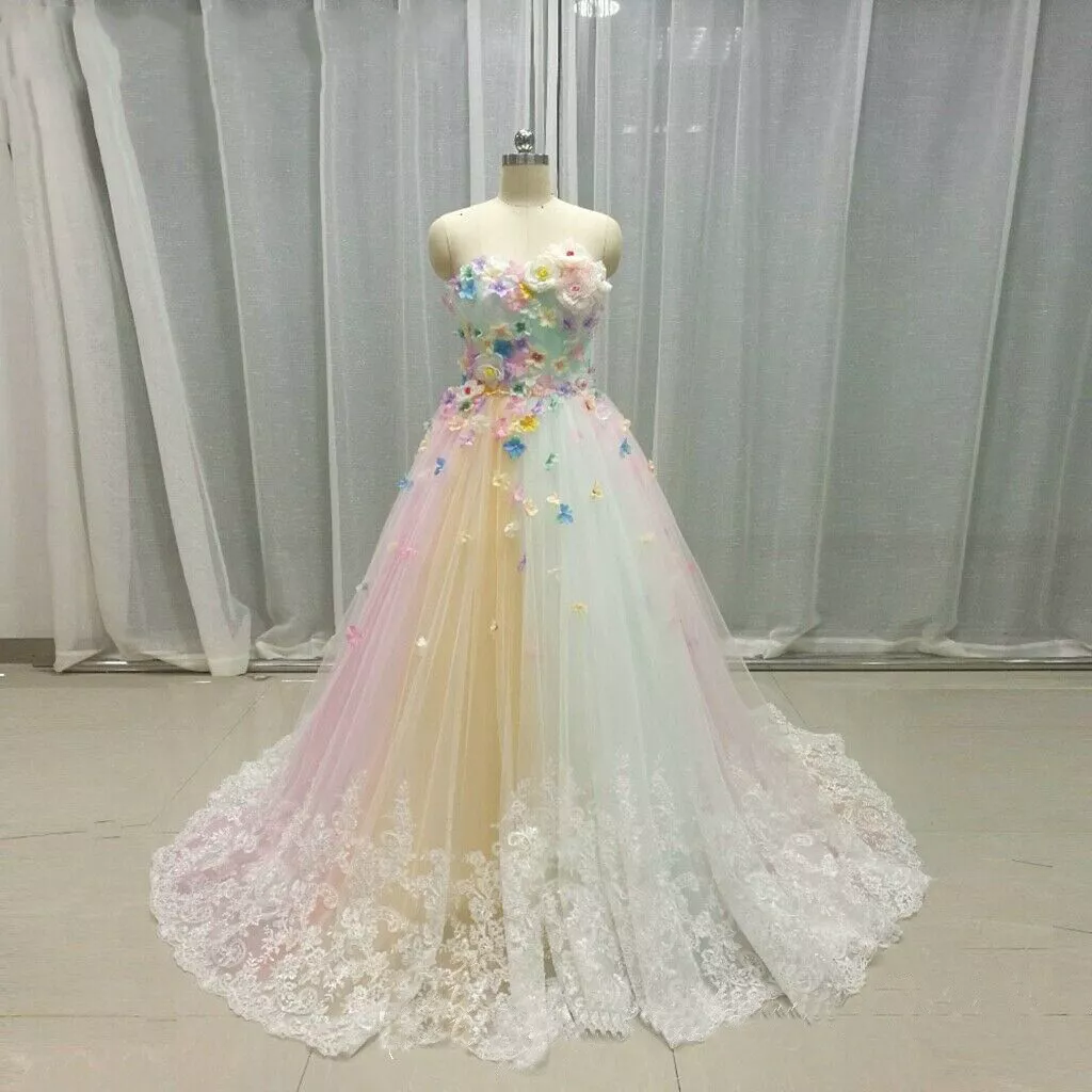 rainbow wedding dress