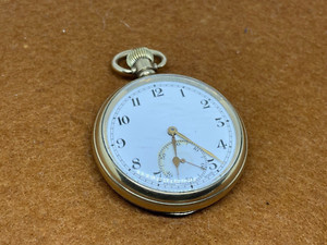 Authentic ECLIPSE GENTS POCKET WATCH FULLY WORKING SWISS MADE GOLD PLATED OPEN FACE USED