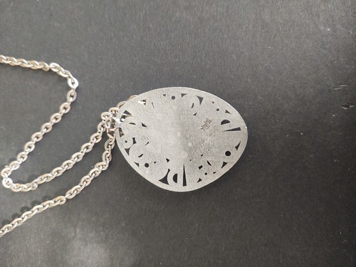 VTG MCM TYR Sweden Pewter Blue Pendant Necklace MODERNIST ATOMIC Design Signed R - Picture 7 of 11