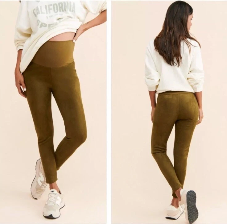HATCH Maternity Faux Suede Leggings Moss Olive Green Sz Small - Image 2 of 4