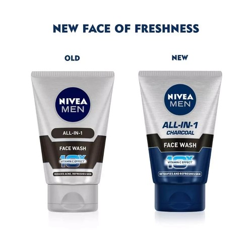 NIVEA MEN ALL-IN-1 Charcoal Face Wash 10X Vitamin C Effects (2 PC x 100 ML) - Picture 2 of 6