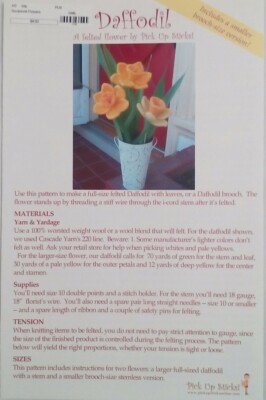 Pick Up Sticks Felted Flowers Daffodil Buttercup Leaf Stem 8.5x5.5'' brochure