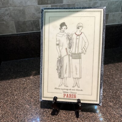 1920 s Fashion Plaque Ink Drawing Porcelain Veneer Composite, Unusual and Chic!
