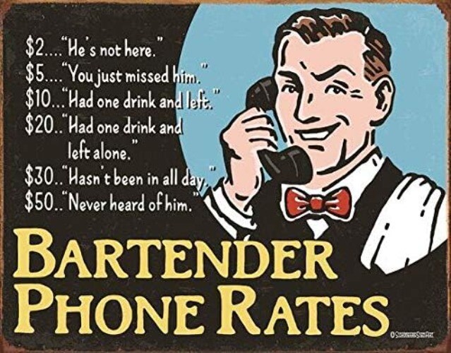Tin Metal Signs Home D&eacute;cor 8x12 Man Cave Bar Room Wall Gym Bartender's Rates