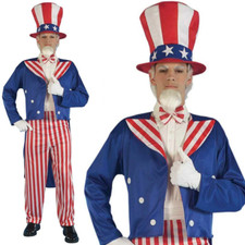 Uncle Sam Costume Mens American Army Independence Day 4th July Fancy Dress Outfi