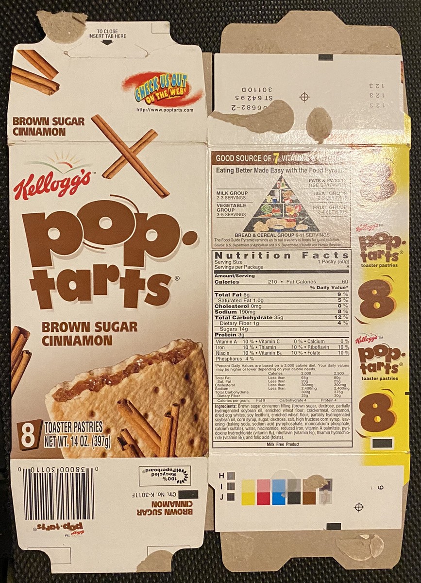 Kelloggs Pop Tarts Flat Box Late 90s Iconic Package Smile Brown