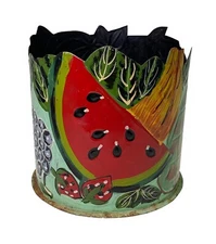 Teenu Metal Holder Fruit Can Container Decorative Vase Utensil Holder Country