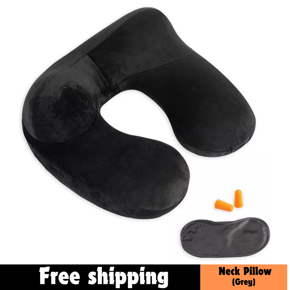 Inflatable Neck Pillow for Travel - Support on Airplanes Cars Trains Camping