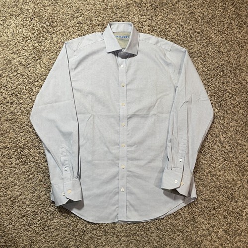 Twillory Shirt Size 16 Blue Houndstooth Long Sleeve Performance